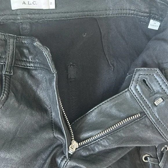 A.L.C. ‘Dent’ Black Lace-Up Leather Pants Size 2 - Picture 9 of 14